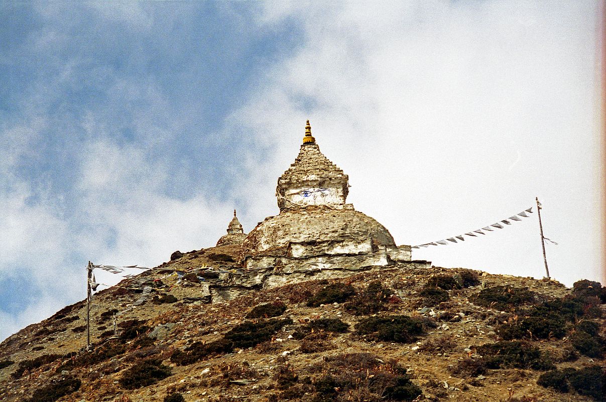 18 Dingboche - Chortens On Hill Towards Pheriche